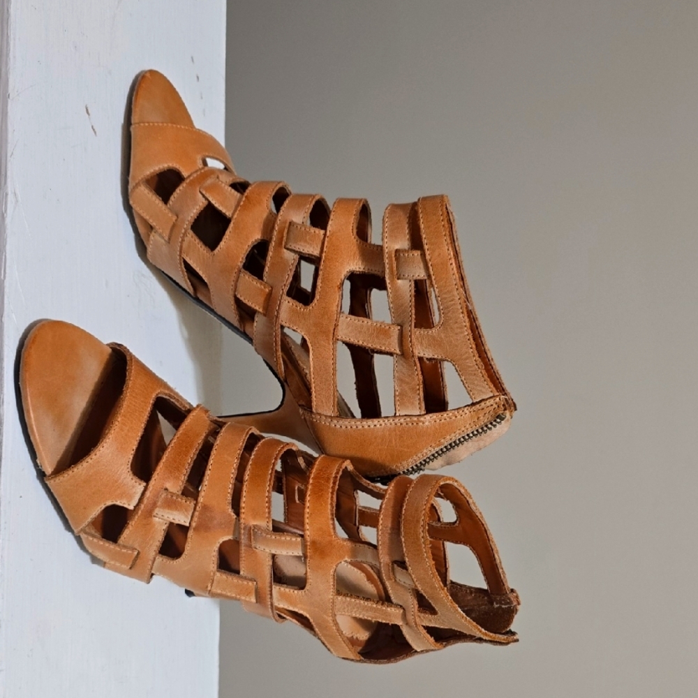Max Studio Tan Gladiator Heeled Sandals